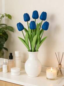 1/3/10/20pcs Realistic Artificial Tulip Flowers, Lifelike Texture, Suitable For Wedding, Room, Home, Hotel, Party, Events, Valentine's Day, New Year And Other Occasions - Royal Blue - View 8