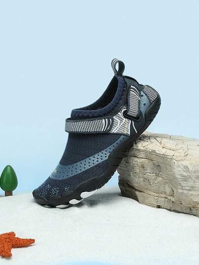 Zapatos de agua y zapatos acuáticos para niños, parte superior de tela transpirable, suela suave antideslizante, zapatos para vadear al aire libre, varios colores, cierre de fácil