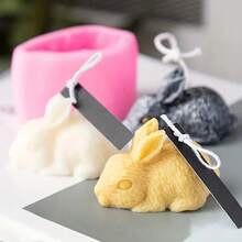 1pc 3D Rabbit Shaped Handmade Craft Silicone Mold - Pink - View 3