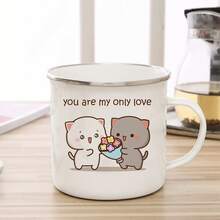Nueva taza esmaltada de gato melocotón y Goma, taza para café, té, lindo animal, desayuno, postre, leche, taza de agua, regalo para pareja - 11 - Ver 13