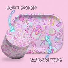 OFFPUFF 2pcs Pink Girly Rolling Tray And Herb Grinder Set - Multicolor - View 6