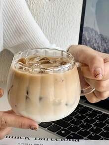 1 chiếc cốc thủy tinh có tay cầm kẻ sọc 350ml - Chịu nhiệt - Trong suốt - Họa tiết kẻ sọc bí ngô - Thích hợp cho cà phê, nước ép, đồ uống lạnh, đồ uống mùa hè, espresso - Nhiều màu - Xem 10