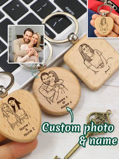 Personalized Keychain, Custom Keychain For Couples-With Couple Photos, Personalized Cute Key Ring Gift For Her Him, Bag Charms, Keychain Accessories, Customized Name Valentine'S Day Gift, Keychains, Customizable Picture Graduation Gift