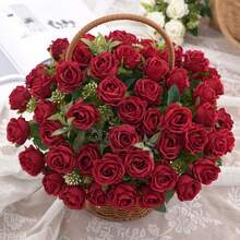 1束/2束玫瑰花束人造花 西方玫瑰婚礼装饰 牡丹假花 人造花 - 彩色 - 查看 5