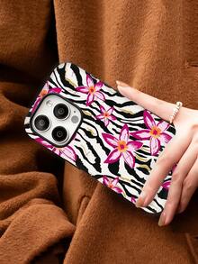 百合花与斑马纹超高清双层保护手机壳，兼容 17、17 Air、17 Pro Max、11、12、13、14、15、16、14 Pro Max、15 Pro Max、16 Pro Max、16 Pro，简约个性，双层设计，是馈赠亲朋好友的理想节日礼物。 - 彩色 - 查看 2