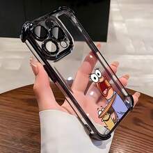 Estuche para teléfono con personaje de dibujos animados de pez sorprendido Compatible con estuches para teléfonos   17  16 Pro Max  15 Pro Max  13 y  12 Hecho de material de TPU que brinda protección contra golpes y caídas Un gran regalo para familiares, amigos, seres queridos, novios / novias y para Navidad - Negro - Ver 1