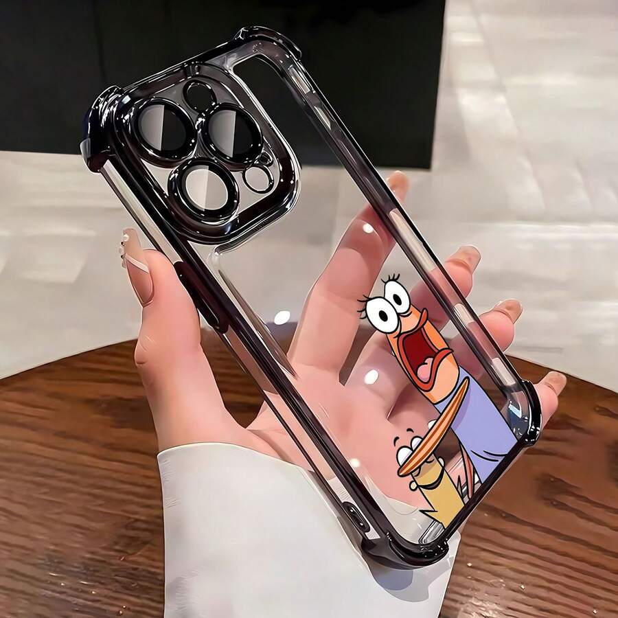Estuche para teléfono con personaje de dibujos animados de pez sorprendido Compatible con estuches para teléfonos   17  16 Pro Max  15 Pro Max  13 y  12 Hecho de material de TPU que brinda protección contra golpes y caídas Un gran regalo para familiares, amigos, seres queridos, novios / novias y para Navidad - Negro - Ver 1
