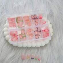 Press On Nails Medium Square, Colorful French Tip Press On Nails Short With Glue For Women,  - 120 Soft Gel Glue On Nails Kit, Realistic Look - Trong sáng - Xem 11