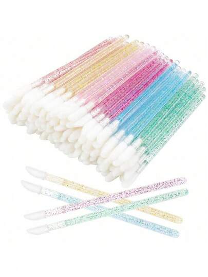 50 piezas/100 piezas/500 piezas Pinceles desechables para labios, aplicadores de maquillaje para lápiz labial, brillo de labios, esmalte de uñas, corrector, maquillaje de ojos, también se pueden usar como hisopos de algodón para limpieza