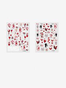 1-2PCS Valentine's Day Nail Stickers Featuring Couple Hearts, Roses, Butterflies, Bows, Angels, And Bows - Jelly Stickers Suitable For High-Quality DIY Decorative Stickers On Phone Cases, Laptops, Tablets, Water Bottles, Etc.