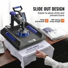 Máquina de prensado por calor 5 en 1 , 15 x 15 pulgadas, 30 oz, para camisetas, color negro y azul - Negro - Ver 4