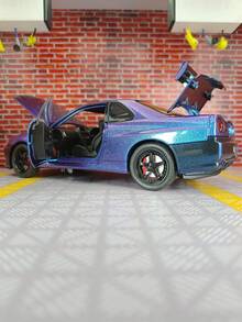 YCMODEL 1pc Nissan GT-R34 SKYLINE Rally Car Alloy Diecast Model, Made Of Zinc Alloy Material, Openable Doors, Bonnet And Trunk, With Simulated Sound And Light Function, Suitable For Collection And Birthday Gift - Multicolor - View 12