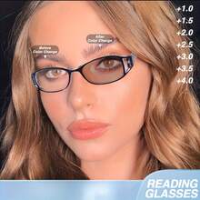 Set Of 4 Oval Women's Reading Glasses Colorful Printed Lightweight Portable For Daily Use - 黑色+藍色+紫色+棕色 - 查看 2