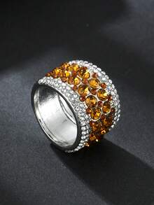 1pc Handmade Luxury Ring, Elegant Synthetic Zirconia Wedding Band, Birthday/Anniversary Gift For Women & Men, Party Jewelry, Wedding Engagement Ring - Ring - View 9