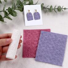 1个花形图案聚合物粘土纹理滚筒，聚合物粘土耳环制作滚筒 - 非常适合制作聚合物粘土纹理片 - 白色 - 查看 6