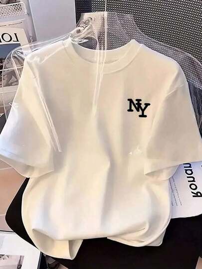 Camiseta hombre cuello redondo y manga corta. Estilo casual con estampados modernos y cómodos. Para hombres y mujeres, estilo pareja, pareja, camiseta de manga corta con estampado de moda VNIN