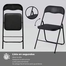 +gardenlife Set de 6 Silla Plegable, Estructura de Acero Reforzado, Asiento y Respaldo Acolchados |   Exterior e Interior |   Soporta 120Kg |   Antideslizante, Ideal para Eventos Fiestas |   Negro - Negro - Ver 1