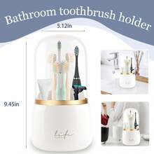 Toothbrush Holders For Bathrooms, 360 Rotating With Cover And Draining Water,Tooth Brush Toothpaste Holder Bathroom Counter Stand Sink Organizer Caddy For Vanity Makeup Brushes Holder - Nhiều màu - Xem 2