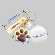 Cute Cartoon Cat Paw Keychain, Fluffy Pom Pom Pendant, Holiday Gift, Girlfriend Gift - Multicolor - View 2