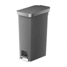 Slim Kitchen Trash Can, 10.5 Gallon Plastic Step Garbage Bin With Soft Close Lid, Gray - Gray - View 2