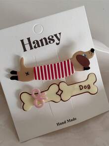 2个/套 女士多色卡通猫狗造型甜美发夹，适合日常佩戴，爪夹发夹，发卡，发饰，头饰，发夹 - 彩色 - 查看 19