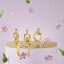 Gold Home Decor Thinker Statue Accents, Set Of 3 Thinker Sculptures Office Decor Modern Abstract Resin Decoration On Shelf Table Desk For Living Room Office Bedroom (Small Gold) - Vàng nhỏ - Xem 3