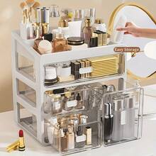 Opbergdoos en -rek voor cosmetica - 28cm/11.02 inches 3+1 lagen [schuine bovenkant + hoge fles stijl] - Bekijken 3