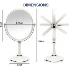 Vintage Table Mirror With Stand 8-Inch Double Sided Swivel 1X/3X Magnification Desk Mirror With Sier Style 13 Inch Height Standing Tabletop Makeup Vanity Mirror Oval - 白色和銀色(1/3倍放大化妝鏡) - 查看 3