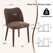 Juego de  sillas de comedor modernas con tapizado de lino, respaldo ergonómico y patas de madera de caucho, sillas acolchadas para cocina, sala o restaurante - Café integral - Ver 2