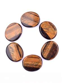 2件天然紫水晶和虎眼石雕刻拇指按摩石，手工椭圆形拇指按摩放松掌石套装 - 彩色 - 查看 11