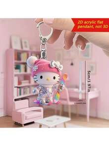 2D扁平设计可爱雪橇亚克力钥匙扣 - 柔和的粉彩色调 - 可爱的卡通形象，适合挂在背包、钥匙上，或作为礼物 - 是生日、新年、情人节或斋月送给粉丝的完美礼物 - 链条设计，可挂在包包、汽车、家居装饰或背包配件上。造型有趣，做工精致，极具收藏价值，动漫迷必备，2D扁平设计。包包配件，包包挂件 - 彩色 - 查看 5