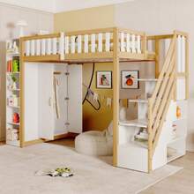 Bed Frames - Natural Wood, White - View 1