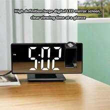 1pc Projector Alarm Clock, Bedroom Ceiling Large-Screen Projected Clock, Digital Clock With 180° Projection Function, 4 Brightness Levels, 12/24-Hour Alarm Projector With Temperature, Date, And Nap Timer - 彩色 - 查看 2