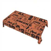 1pc Traeger BBQ Smoker Vintage Tablecloth - Washable Polyester, 35x55in, Butcher & Smoker Design For Home Kitchen, Dining Room, Parties & Holidays, Indoor/Outdoor Use, Indoor Table Decor | Rustic Table Decor | Versatile Use Fabric - Nhiều màu - Xem 4
