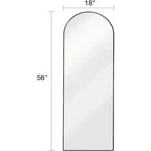 58"X18" Arched Full Length Mirror - Wall/Floor Mounted With Stand Shatter-Proof Glass And Aluminum Frame Large Body Mirror For Bedroom Living Room Entryway Or Cloakroom Black - 58吋 x 18吋 黑色 + 58吋長 x 18吋寬 - 查看 2