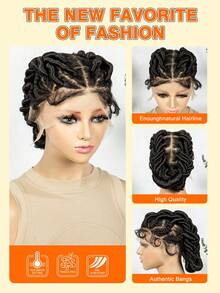 [Heat Resistant Synthetic Wig] High-Density Heat Resistant Elegant Full Lace Synthetic Wig For Women - Versatile Black Braided Style - Black - View 9