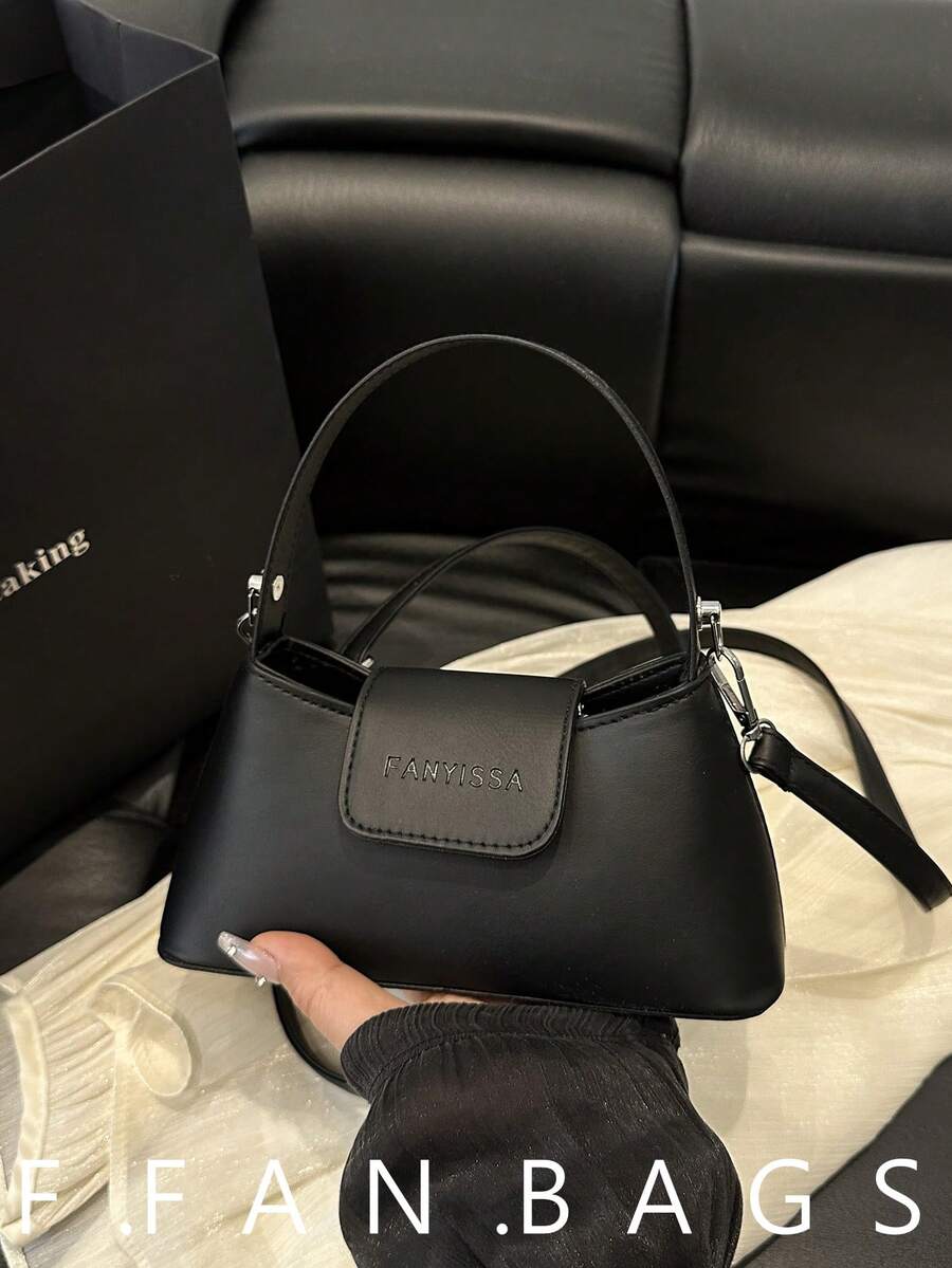 Fashionable Mini Solid Color PU Zipper Handbag, Minimalist Crossbody Bag, Suitable For Women Shopping, Dating, Party, Gift And Daily Use - Black - View 1