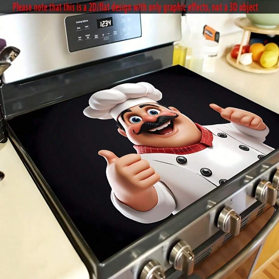 (Hot Selling!!!) 1pc Flat Stove Protector Mat, Rubber Non-Slip Heat Resistant Kitchen Utensil Pad, Suitable For Induction Cooktop, Glass Stove, Multi-Functional Scratch-Proof Mat, Also Can Be Used As Mouse Pad For Oven, Washing Machine And Dryer, As Well As Kitchen Decor.
