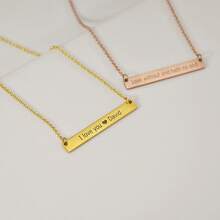 1pc Custom Bar Name Necklace Solid Gold Bar Necklace Nameplate Necklace Engraved Bar Necklace Best Friend Necklace Christmas Gift For Her - Multicolor - View 5