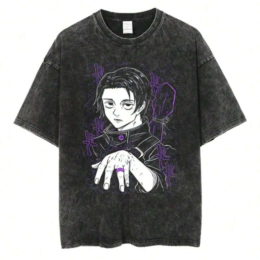 Pure Cotton Summer Vintage Washed Black T-Shirt High-Quality High-End Brand Comfortable Breathable - màu đen - Xem 1