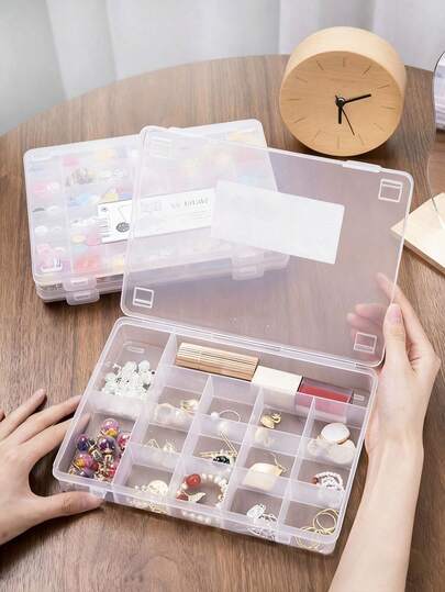 1 pièce Boîte de rangement pour accessoires de cheveux pour enfants, boîte à bijoux à compartiments multiples, compartiments en plastique transparent pour organiser les petits articles, boîte de rangement pour matériel d'artisanat et bijoux, boîte de rangement pour cheveux pour filles