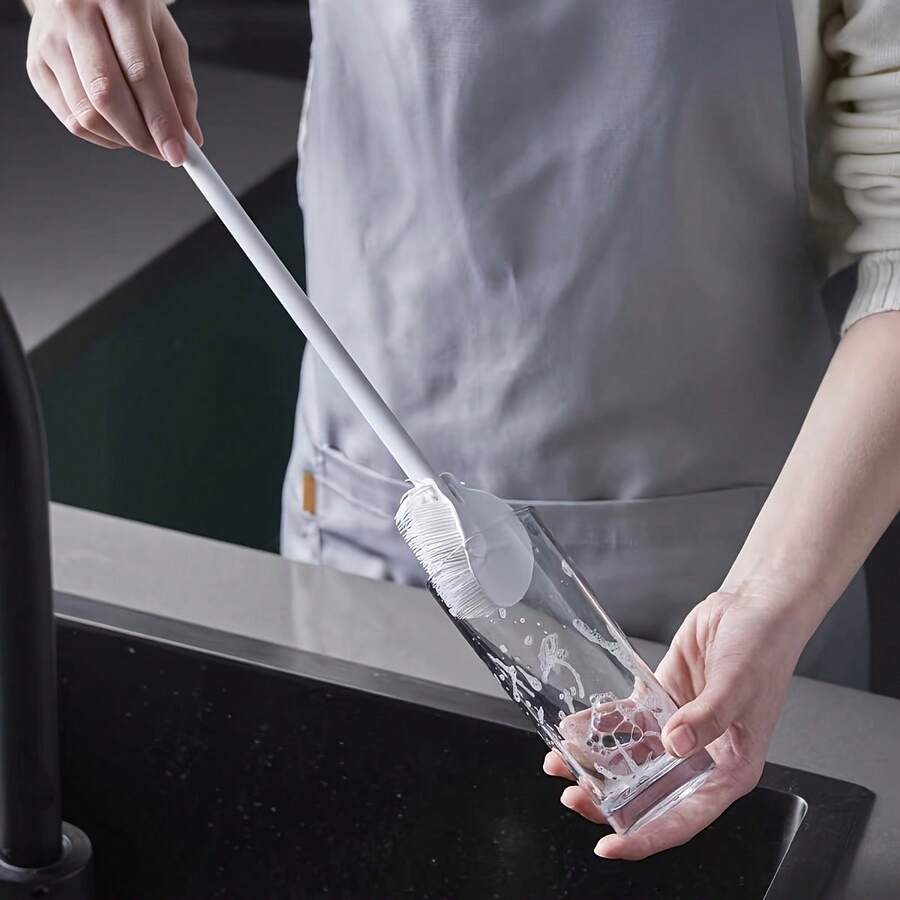 1pc 360° Silicone Cleaning Brush With Foldable Head - Long Handle, Reusable Bottle And Cup Brush, Suitable For Kitchen And Household Use - Multicolor - View 1