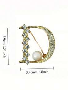 Women's Elegant Minimalist Brooch, Letter D Inlaid With Shiny Diamonds, Can Be Used As Clothing Accessory, Bag Charm Or Fashionable Pin, Unique Style. Suitable As A Gift For All Seasons. - Multicolor - View 2