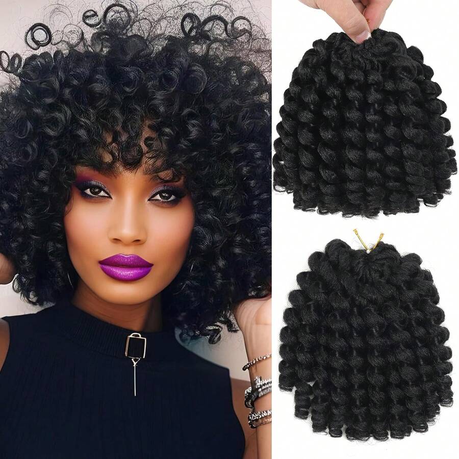 Wand Curl Crochet Braids Hair 8/10/12 Inch Jamaican Wand Curl Ombre Crochet Hair Jamaican Bounce Crochet Hair Colored Crochet Braids Ringlet Twist Hair Extension Crochet Hair - Multicolor - View 1