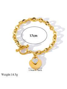 1 Set Fashionable Stainless Steel Double Heart Necklace & Bracelet Jewelry Set, Waterproof, Suitable For Holiday Gifts
