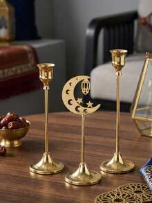1pc Retro Iron Candle Holder, Metal Decor, Luxury Candlestick, Minimalist Design, Suitable For Home Decor, Romantic Dinner, Star & Moon Lantern Shape - Multicolor - View 18