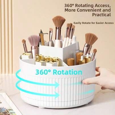 1pc 360° Rotating Makeup Brush Holder, Desktop Makeup Brush Organizer, Makeup Brush Cup, Cosmetic Display Rack, Jewelry Box, Storage Bag, Makeup Brush Cylinder, Pen Holder, Perfume Storage Box, Cosmetic Bag, Vanity, Travel Essentials, Storage Box, Storage Container, Travel Necessities, Cosmetic Storage Box, Cosmetic Bag, Toiletry Bag