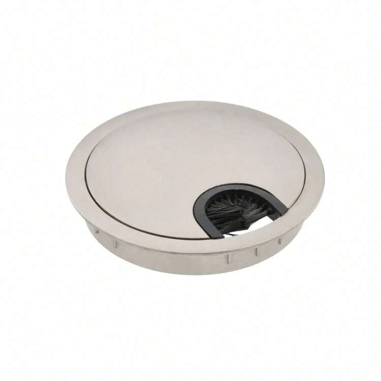 80MM METAL DESK CABLE TIDY OUTLET GROMMET INSERT - Silver - View 3