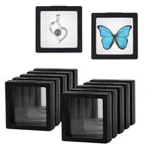 10PCS 3D Floating Frame Case, Black Challenge Coin Display Frame, Transparent Stand Holder For Jewelry Medals Specimens, 2.75x2.75 Inches - 10 chiếc - Xem 1