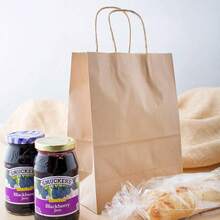 40个中号（16x22x8厘米）棕色牛皮纸礼品袋，带提手，适用于礼品、派对、购物、婚礼、零售等场合。 - 棕色 - 查看 3